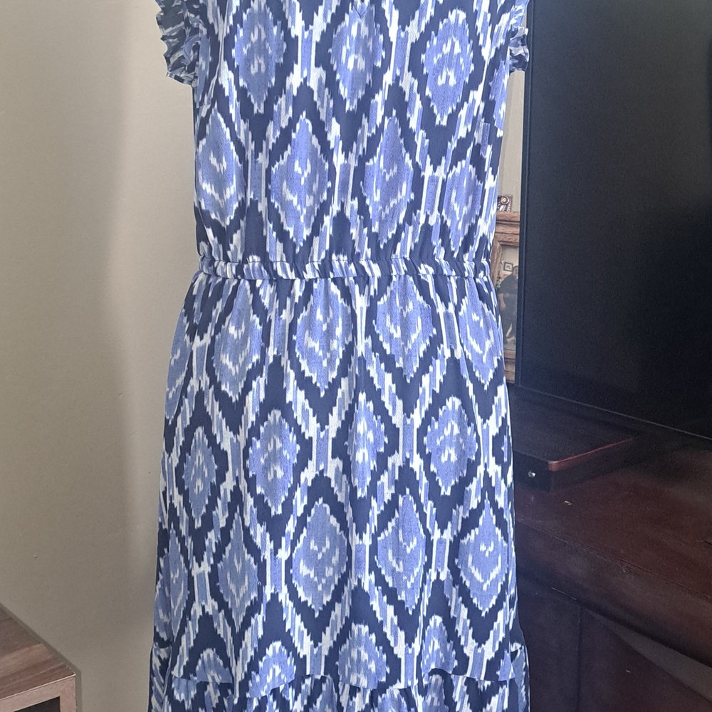 Talbots Blue Puff Sleeve Midi Sundress